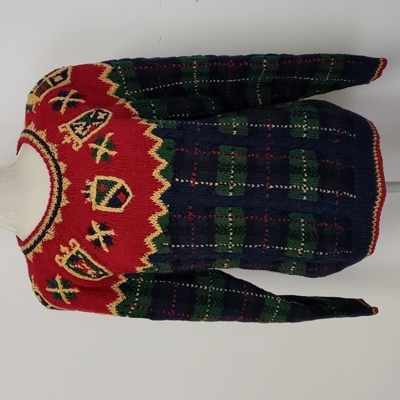 VINTAGE 80s Ashley Hand Knitted Ramie/ Cotton Winter Christmas Sweater EUC - Picture 1 of 12